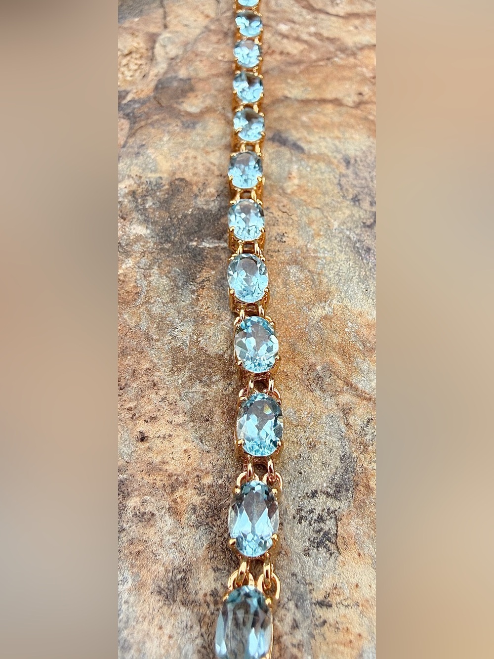 16 CTW AAA Swiss Blue Topaz 18K Gold Plated 7.25” Bracelet